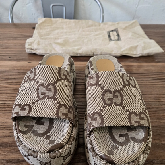 Gucci Angelina Maxi GG Platform Slide Sandals #623212 Size 37.5 Us 7.5 - Picture 4 of 16